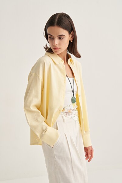 EBU Prive Women's Organic Cotton Oversize Short Shirt Butter