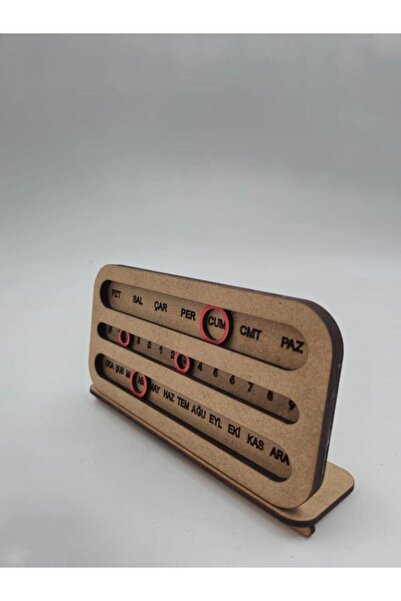 Genel Markalar Masa Üstü Ahşap Perpetual Sonsuz Takvim Ham Mdf (Boyanabilir) 12 Cm X 9 Cm
