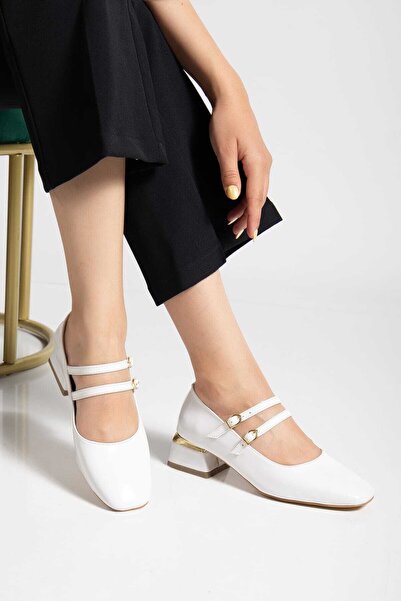 Dubais Shoes Mary Jane Pantofi cu toc bloc scurt, cu vârf pătrat, cu bandă du...