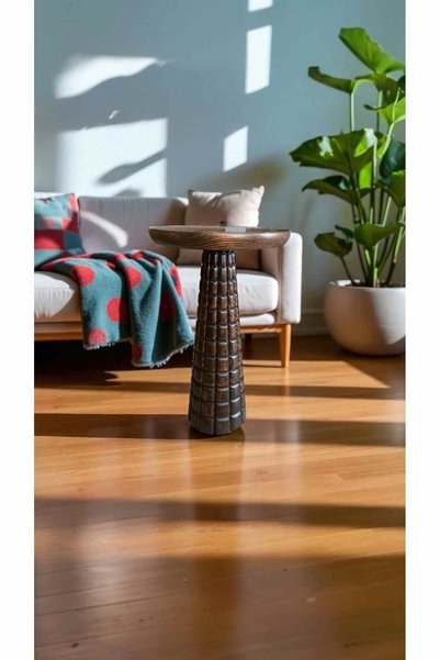 Simillo Home&Living Doğal Ahşap Ceviz Renk Mantar Sehpa - Tekli Yan Sehpa Modeli