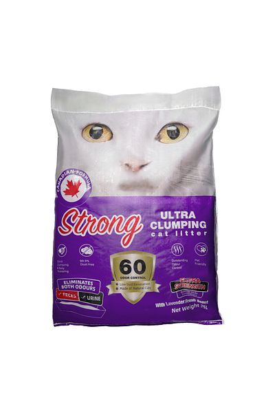 Strong 25L Lavender Clumping Cat Litter, Odor Control, Canadian Formula, Dust-Free, Multi-Cat