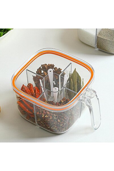 Flippy Food Storage Box, Flippy, Plastic/Silicone, 20 x 10 x 10 cm, 5 Compartments, White/Orange