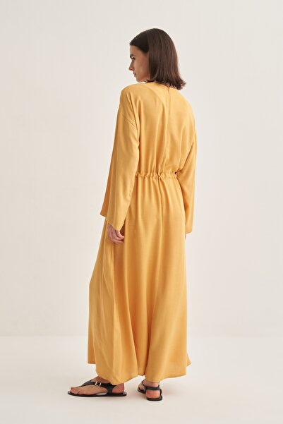 EBU Prive Kadın Bağcıklı Elbise Hardal