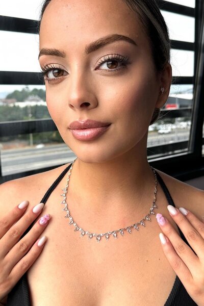 TAKIŞTIR Silver Color Stone Detailed Necklace