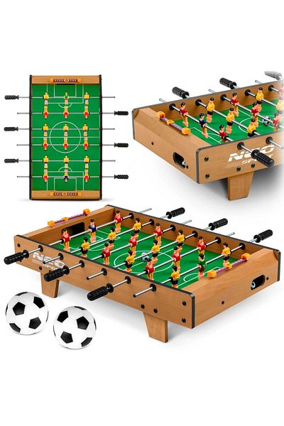 Neo-Sport Joc fotbal de masa pentru copii si adulti 51x29.5x12 cm, 18 jucatori, 2 mingi, manere ergo