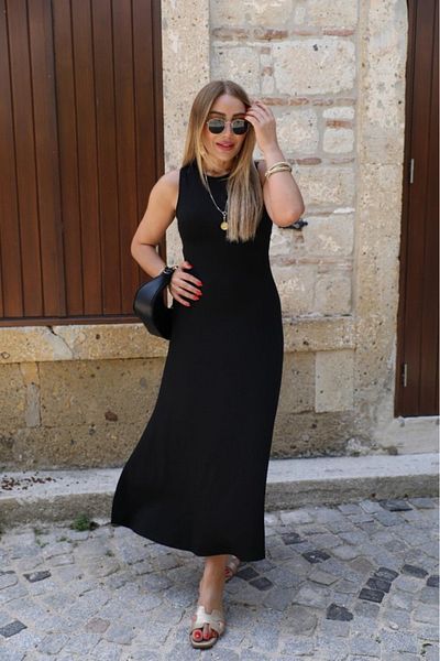 Kokosh moda Women's Sleeveless Back Cross Rope Detail Long Viscose Dress, Stylish and Comfortable Design