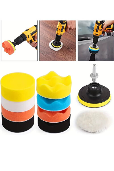MeyZone Oto Araç Pasta Cila Polisaj Sünger Pedi Seti 100mm Oto Parlatma 11 Parça