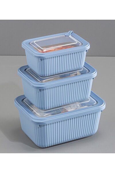 Online Home Market 3 Piece Micro Line Rectangular Storage Set (600-1100-1800 ml)