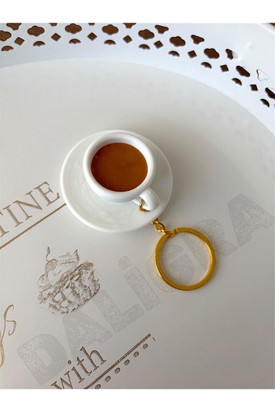 daligra Turkish Coffee Cup Keychain Gold Chain