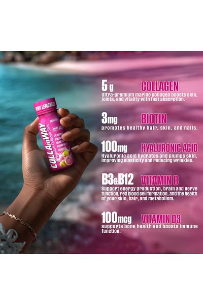 C5 COLLAinWAY Premium Collagen Shot 77ml Pink Lemonade Pack of 12