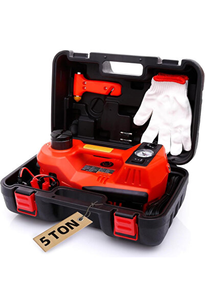 AL TAWAKKOL رافعة سيارة كهربائية سعة 5 أطنان آمنة ومحمولة، مجموعة كاملة من الملحقات، رافعة أرضية هيدروليكية 12 فولت