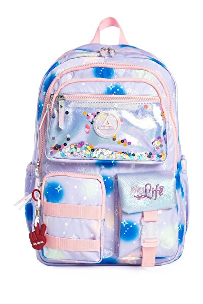 tüftürük حقيبة ظهر Liva ملونة مع مقلمة أرجوانية هدية