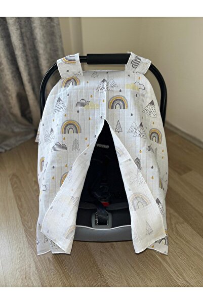 YUSRAMODA غطاء عربة أطفال منقوش من قماش الموسلين