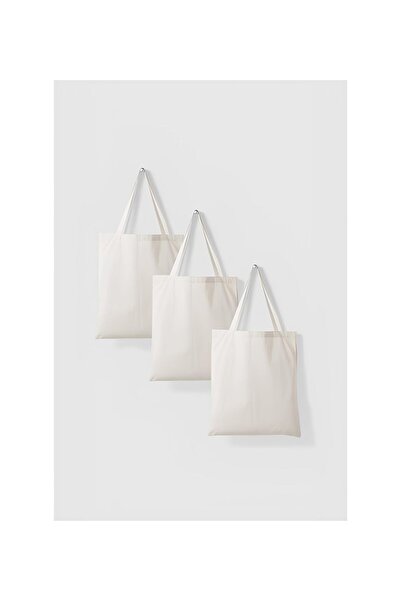 MUTURA Baskısız Ham Bez Çanta 3 adet %100 Pamuk Poplin Kumaş Punch Işlemesine...