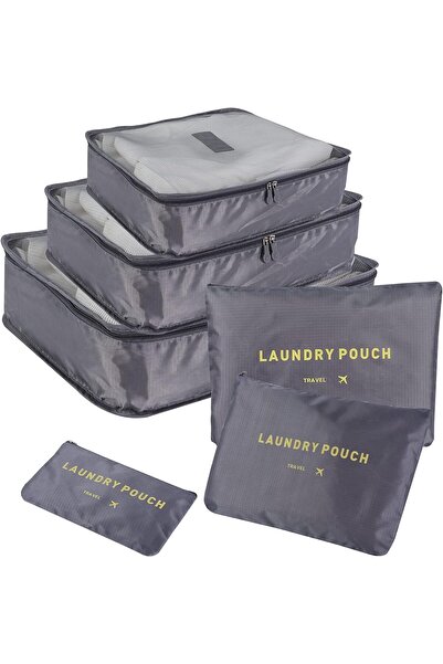Xess SKY-TOUCH 6 Pcs Travel Luggage Organizer Packing Cubes Set - Waterproof Laundry Bag (Gray)