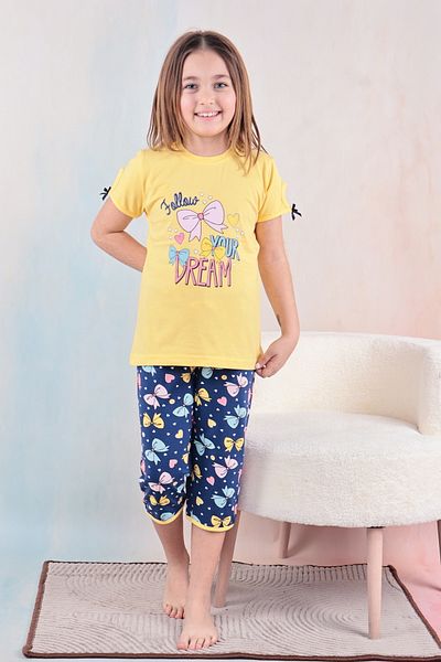 FORMO Girl's 100% Natural Cotton Short Sleeve Capri Quality Pajama Set