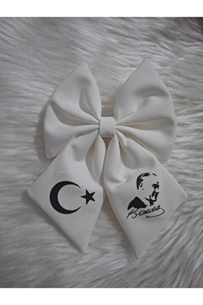 ebrinaatölye مشبك فيونكة مطبوع باللون الأبيض أتاتورك