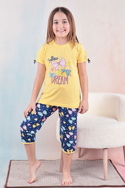 FORMO Girl's 100% Natural Cotton Short Sleeve Capri Quality Pajama Set