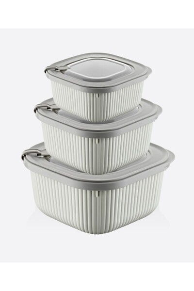 Online Home Market 3-Piece Micro Line Square Storage Set (600Ml-1100Ml-1800Ml)