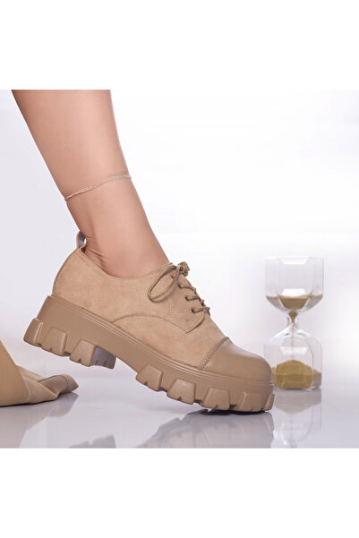 MODA STİL Dida casual shoes in beige velvet and eco-leather, 36
