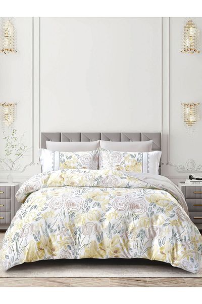 Donetella 6-Piece Printed Duvet Cover Set, King Size 220 x 240cm, Microfiber, (Without filler)