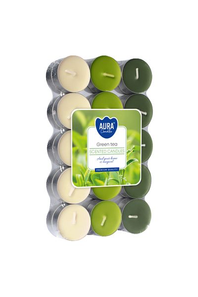 BISPOL Set 30 Lumanari Pastile Parfumate, Aura, Green Tea P30-83
