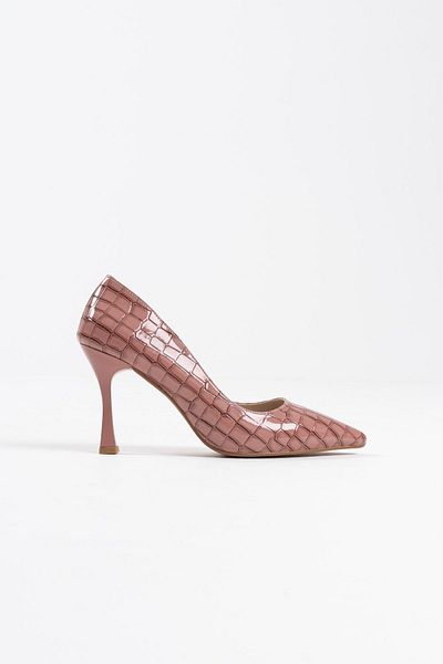 Zerenyus Stiletto din piele lacuită crocodil somon Harper Premium pentru femei