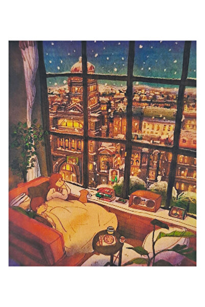 histone 5D Elmas Taş İşleme Kiti 40x50 cm Pencereden Kar Keyfi Desen