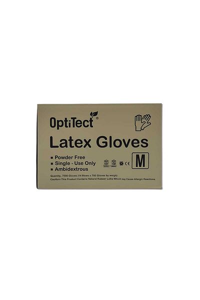 OptiTect Malaysian powder-free latex gloves, size M
