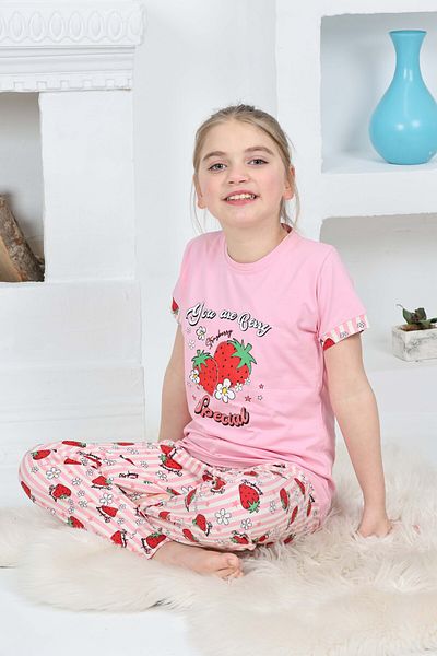 FORMO Girls' 100% Natural Cotton Short Sleeve Quality Pajama Set