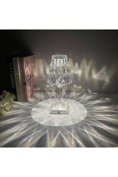 OEMN LED Desk Lamp RGB 16 Colors, Acrylic Crystal, Touch Dimmer, USB, 3W, 26x12 cm, With Remote Control