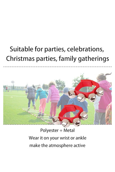 MegArya Jingle Bells, Wrist Bells, Percussion Instruments Musical Rhythm Band with 4 Silver Bells- 2pcs