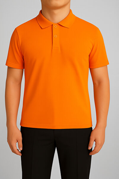 FATELLA Unisex Orange Short Sleeve Polo Neck Lacoste T-Shirt – School High Sc...