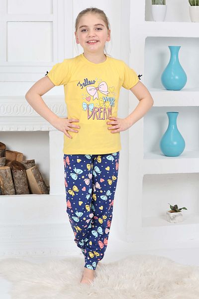 FORMO Girls' 100% Natural Cotton Short Sleeve Quality Pajama Set