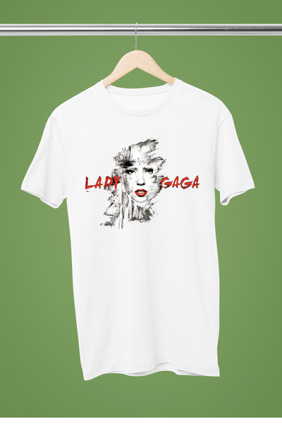MAGORS تيشيرت نسائي عادي من القطن مطبوع برقبة دائرية وأكمام قصيرة من ليدي غاغا