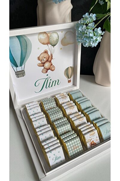 Minemiss Tasarım Kutulu Isme Özel Tasarımlı Kız-erkek 50 Adet İsimli Bebek Çi...