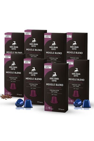 Addis Ababa Coffee Mekele Blend Capsule Coffee 80's (Nespresso Compatible Aluminum Capsule Coffee)