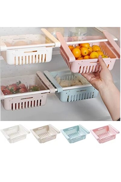 VİALEX منظم رف الثلاجة، منظم متعدد الأغراض قابل للتعديل، سلة الثلاجة - أبيض