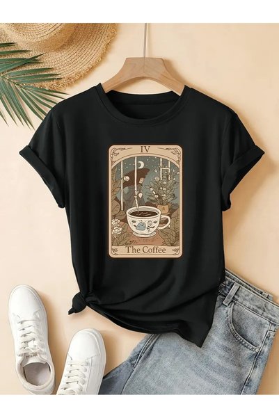 CLASİVA تي شيرت Bi Coffee للموسم الجديد بتصميم عصري مطبوع حسب الطلب للنساء لل...