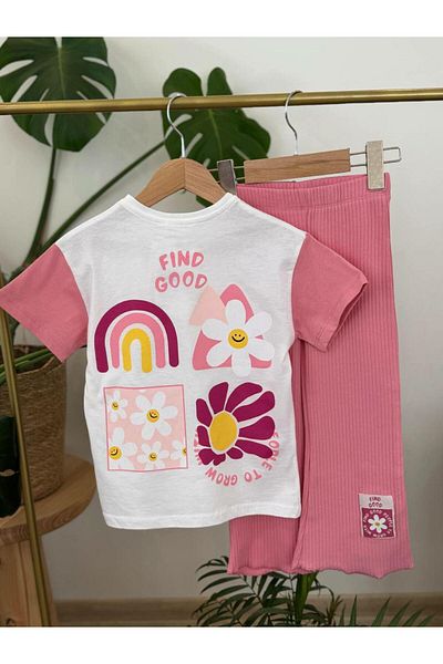 OEM Girls' Daisy Print T-Shirt and Spanish Leggings Set