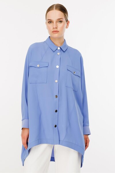 Ghisa Shirt Collar Tunic Blue