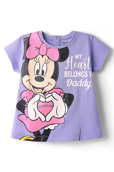 Babyhug Disney بدلة نوم قصيرة بأكمام نصفية من قماش جيرسي محبوك مع رسومات ميني ماوس - أرجواني