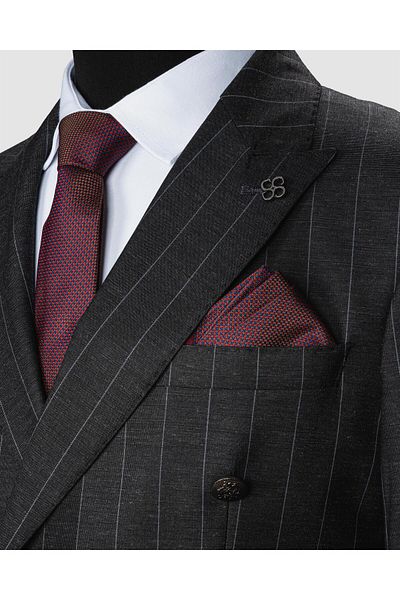 echol Ech. 2344 Wide Stripe Double Breasted Suit