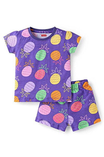 Babyhug Co-ords Short Night Suit with Pineapple Print - Purple