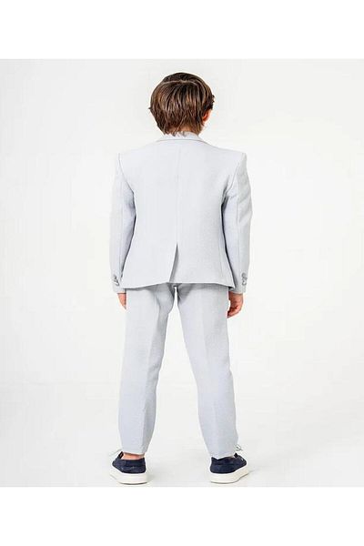 DUBAİ ÇOCUK Boy's Linen Look Seersucker Suit – Relaxed Fit with Elastic Waist