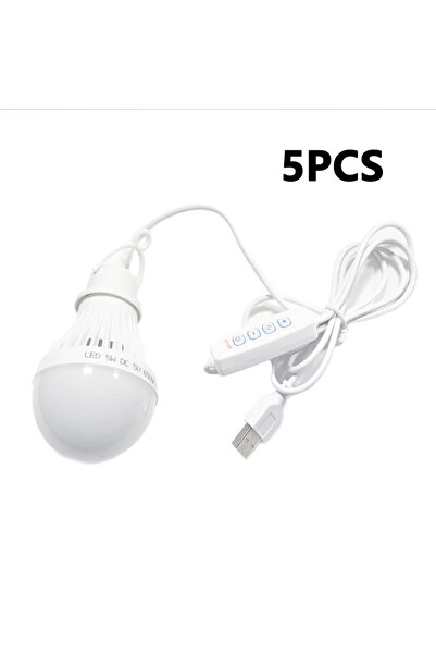 Choice 5 وات 3 ألوان - 5 قطع 5 فولت ليد ضوء المخيم USB لمبة الطوارئ 3 ألوان قابلة للتعتيم مصباح خيمة معلق للعمل شواء