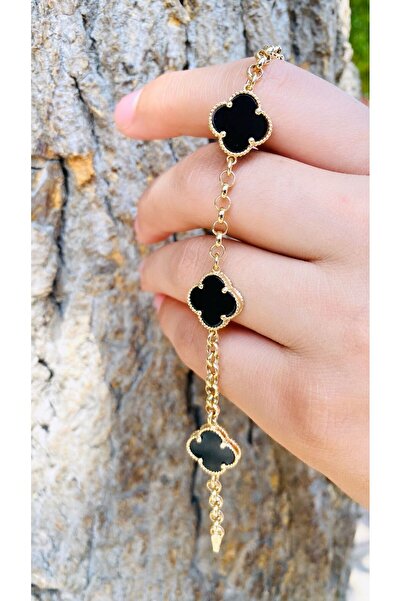 MAHMUT ÇİÇEK KUYUMCULUK 14 ayar siyah yonca bileklik