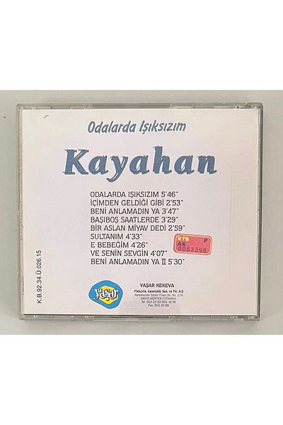 Yaşar Plakçılık Kayahan I'M Not Light in the Rooms Cd (Original 1992 Period Edition Cassette with Superficial Scratches Available)