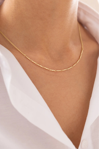 Zeyd Jewelry İnce İşlemeli 14 Ayar Altın Zincir Kolye