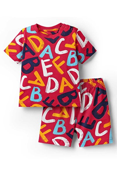 Babyhug Short Sets with Alphabet Print - Red